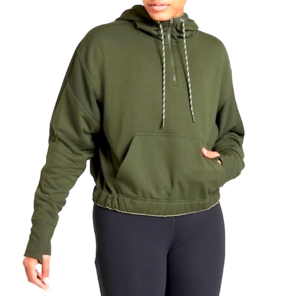 Athleta Warm up hoodie women size S green olive great used